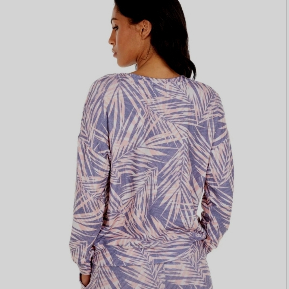 Sundry, Palms‎ Cozy Lightweight Pullover, Blue/Grey/Pink Peach, Size S - NWT! - Picture 3 of 16